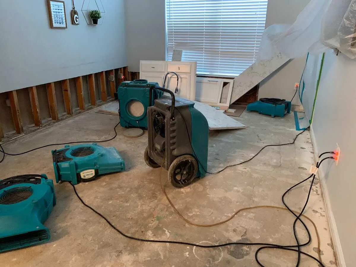 Dehumidifier in flood-cut room for Water Damage Restoration in West Haven